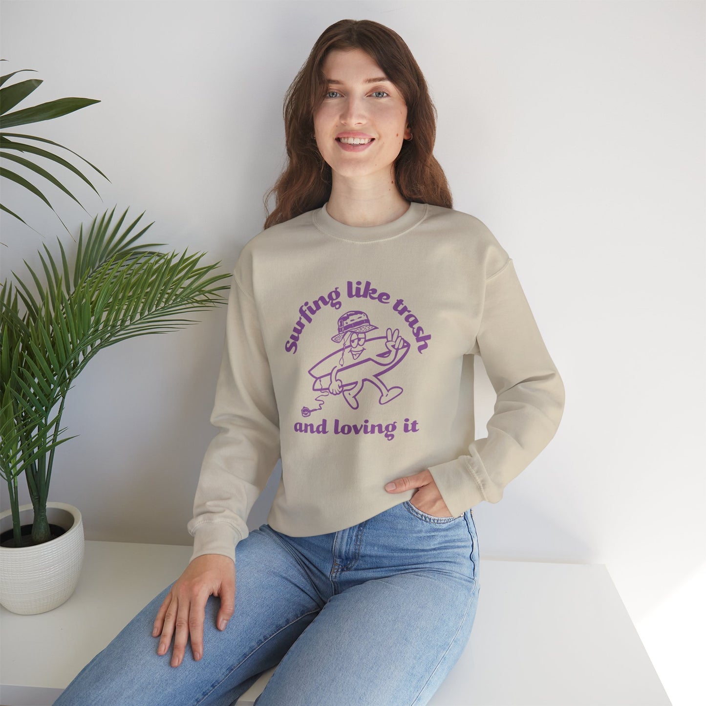 Surfing like trash Unisex Crewneck Sweatshirt