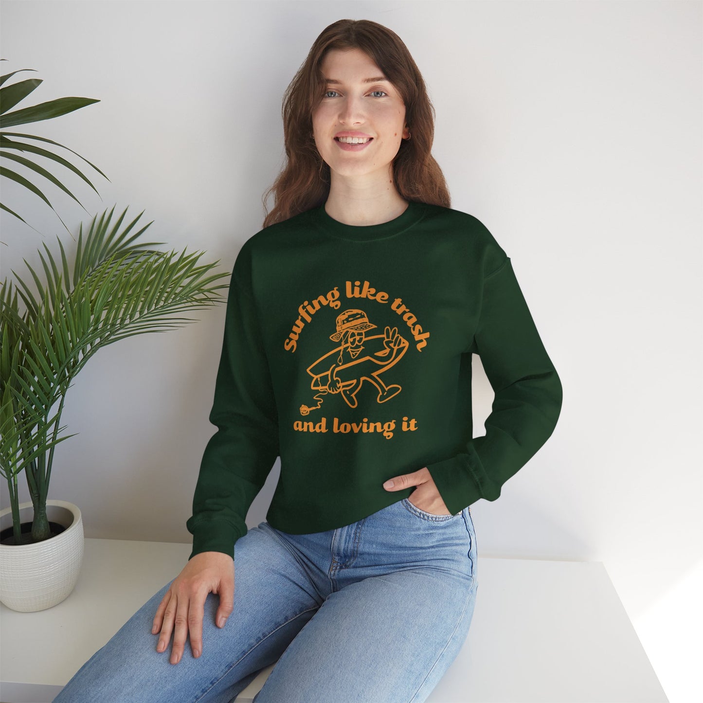 Surfing like trash Unisex Crewneck Sweatshirt