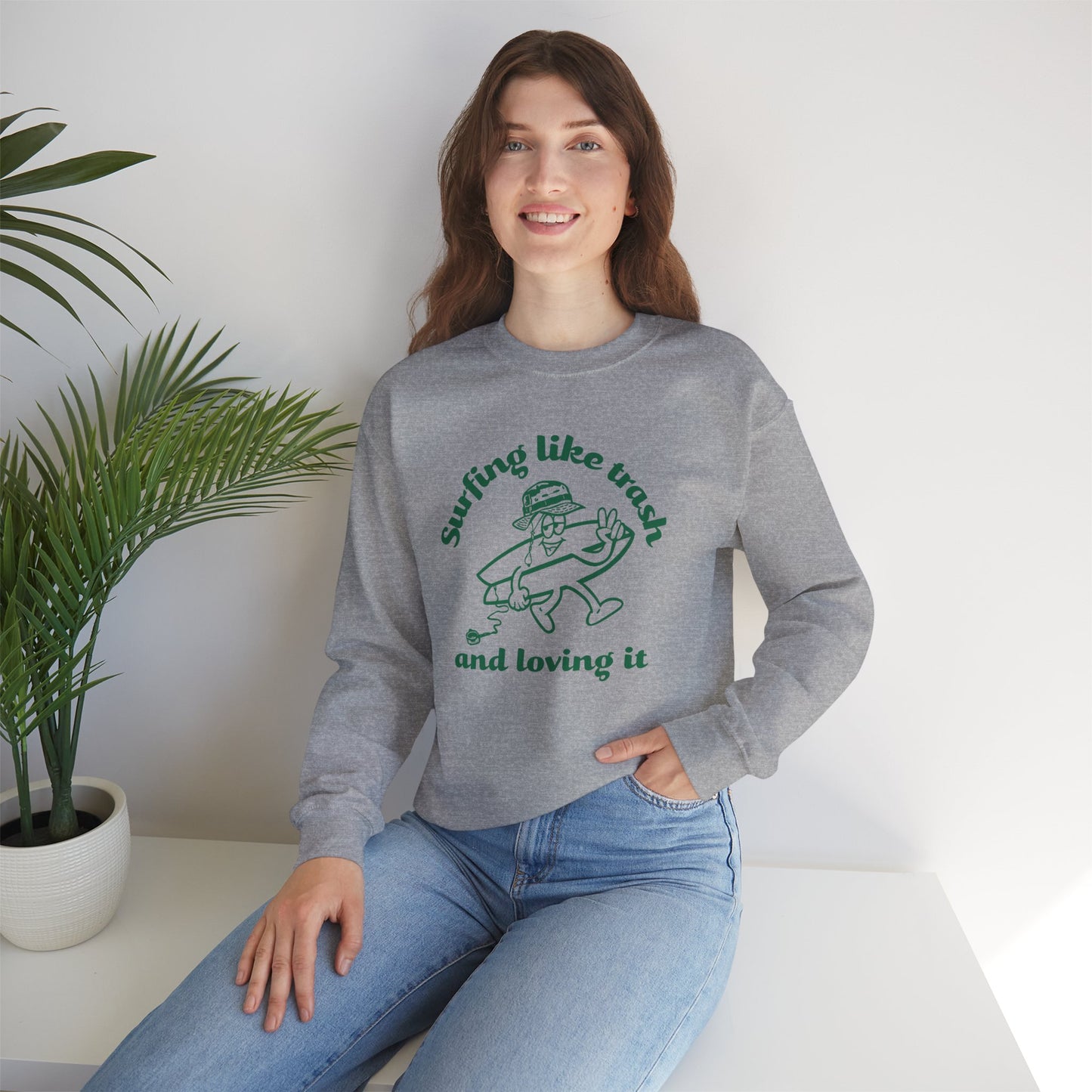 Surfing like trash Unisex Crewneck Sweatshirt
