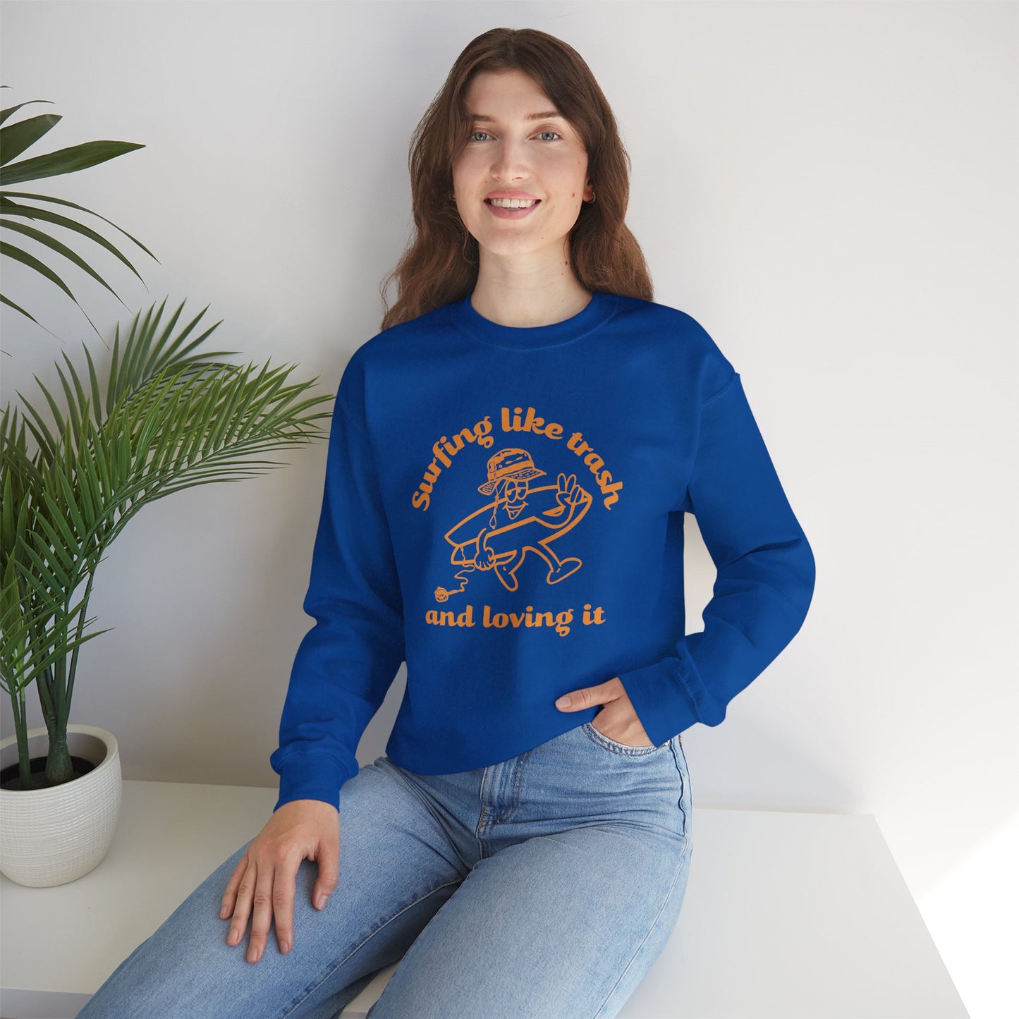 Surfing like trash Unisex Crewneck Sweatshirt