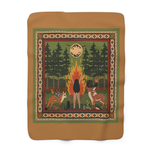 Witch Forest Animals Sherpa Fleece Blanket